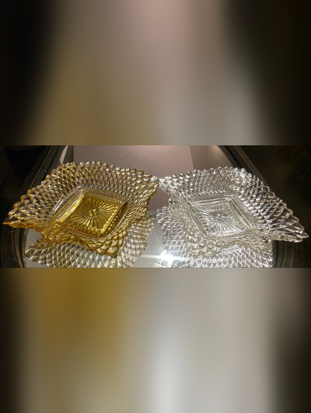 Set of vintage pressed glass candy or trinket dishes